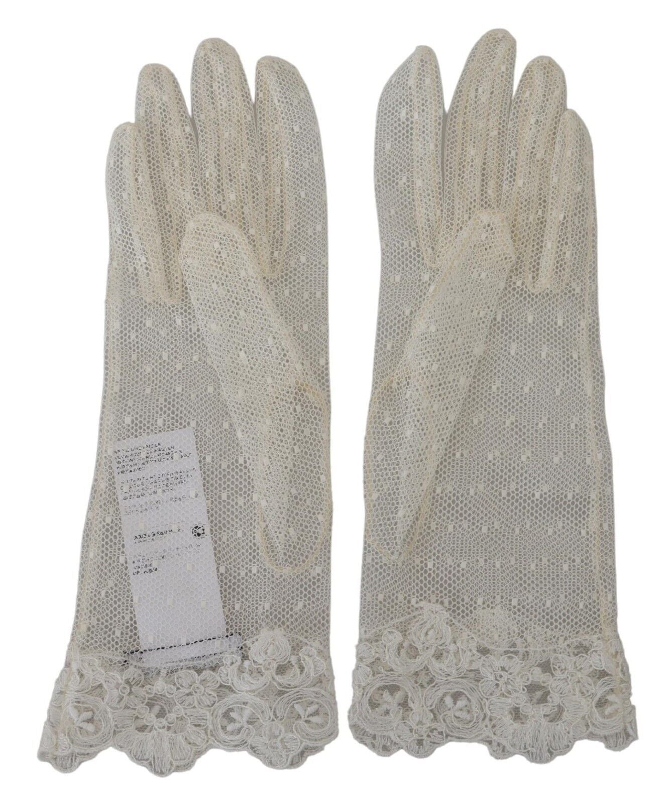 Бели памучни ръкавици с ръкавица Dolce &amp; Gabbana с дължина до китката