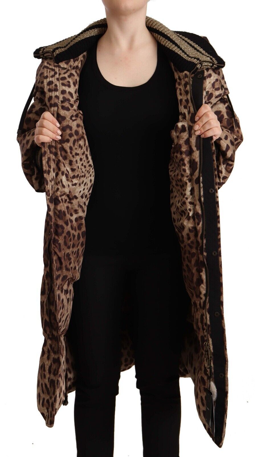 Dolce & Gabbana Elegant Leopard Print Long Jacket