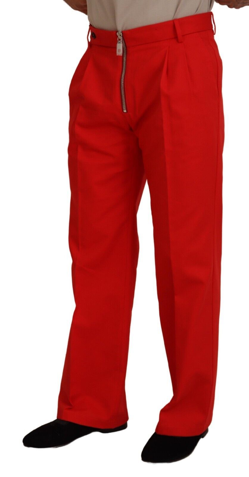 Dolce &amp; Gabbana Red Straight кройки мъжки панталон Памучни панталони