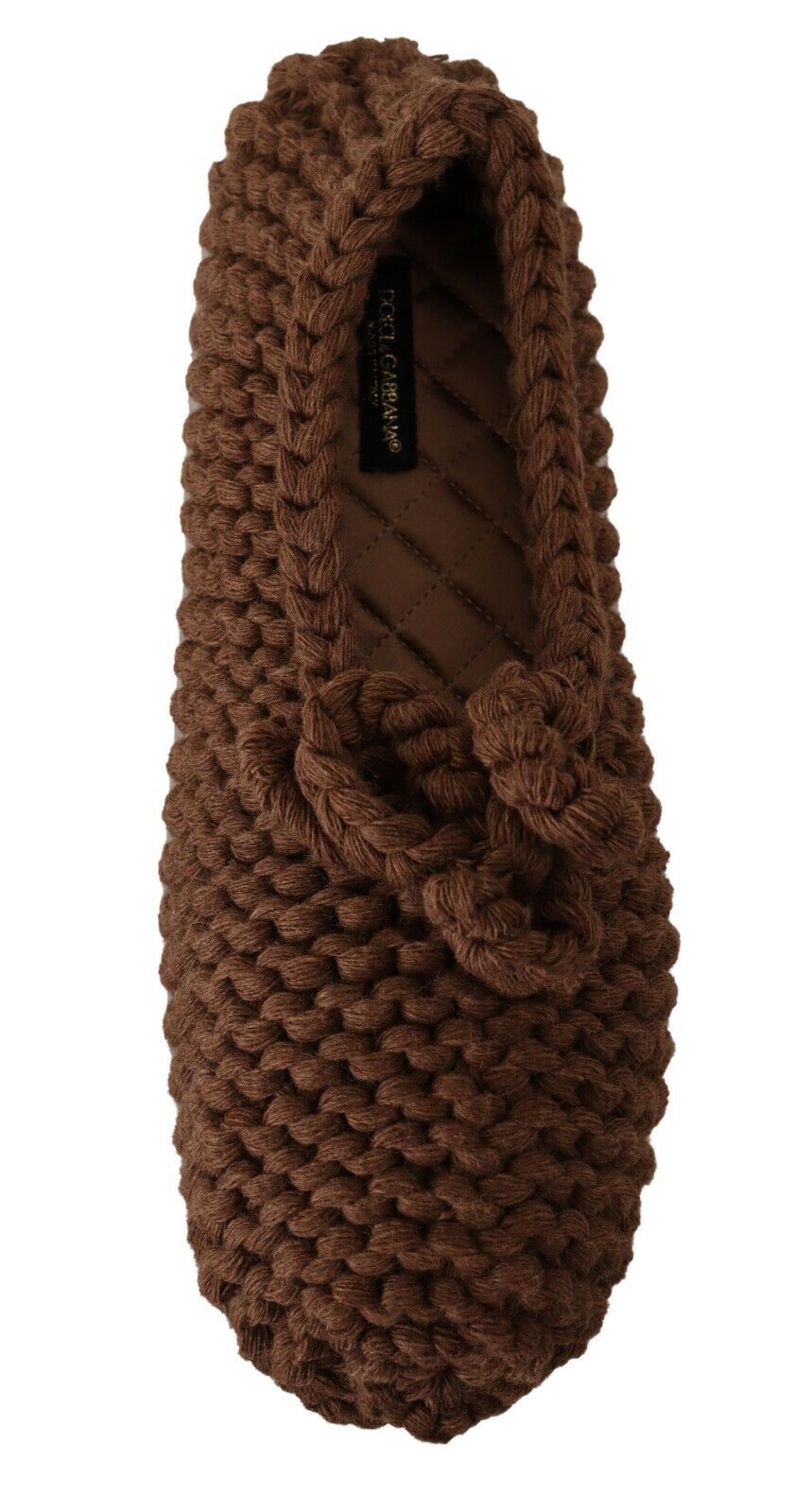 Dolce &amp; Gabbana, кафяви пантофки, вълнени плетени обувки