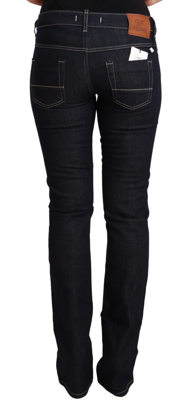 GF Ferre Черни памучни еластични тесни дънкови дънки с ниска талия