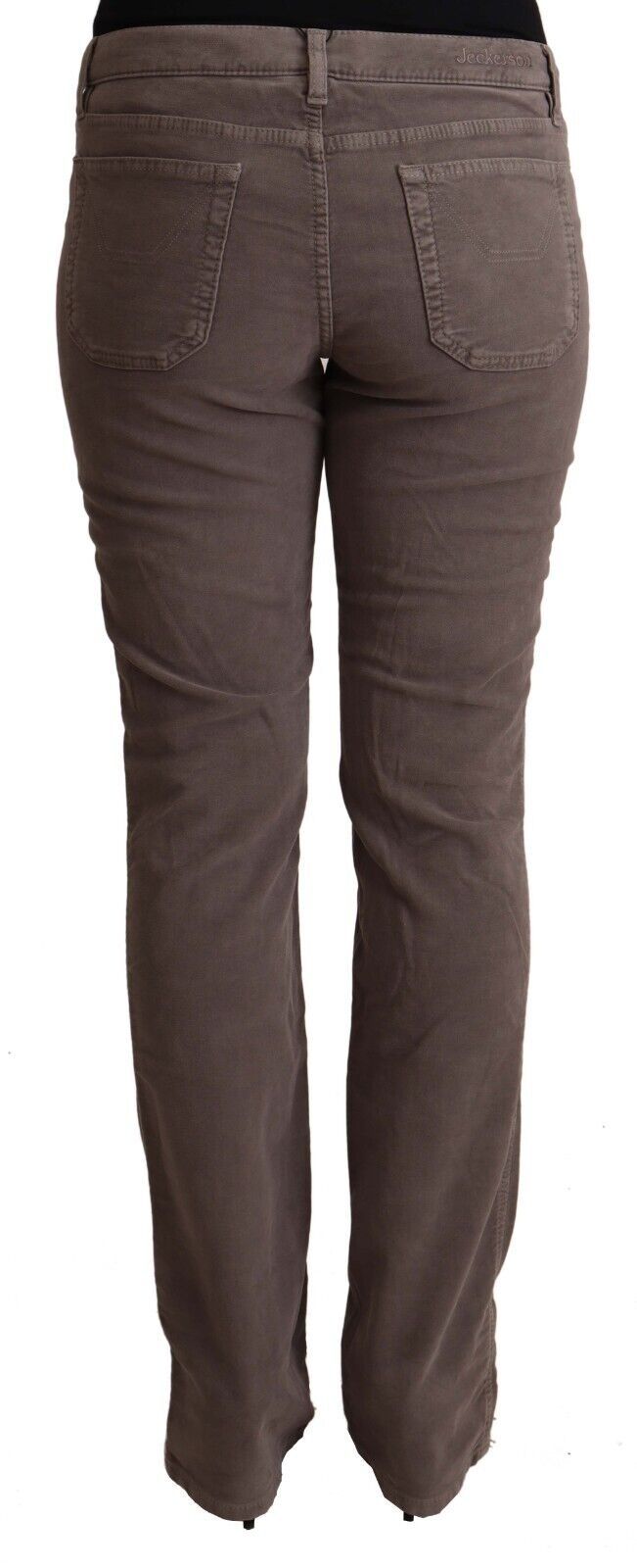 Jeckerson Кафяви памучни дънки с емблематични кръпки с ниска талия