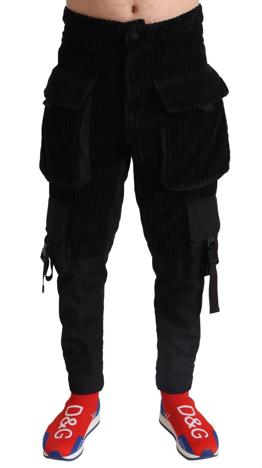 Dolce &amp; Gabbana черни памучни тесни рипсени панталони Cargo