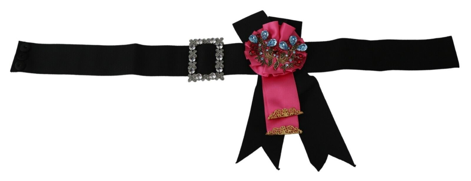 Dolce &amp; Gabbana черно розово цвете брошка кристали памучен колан