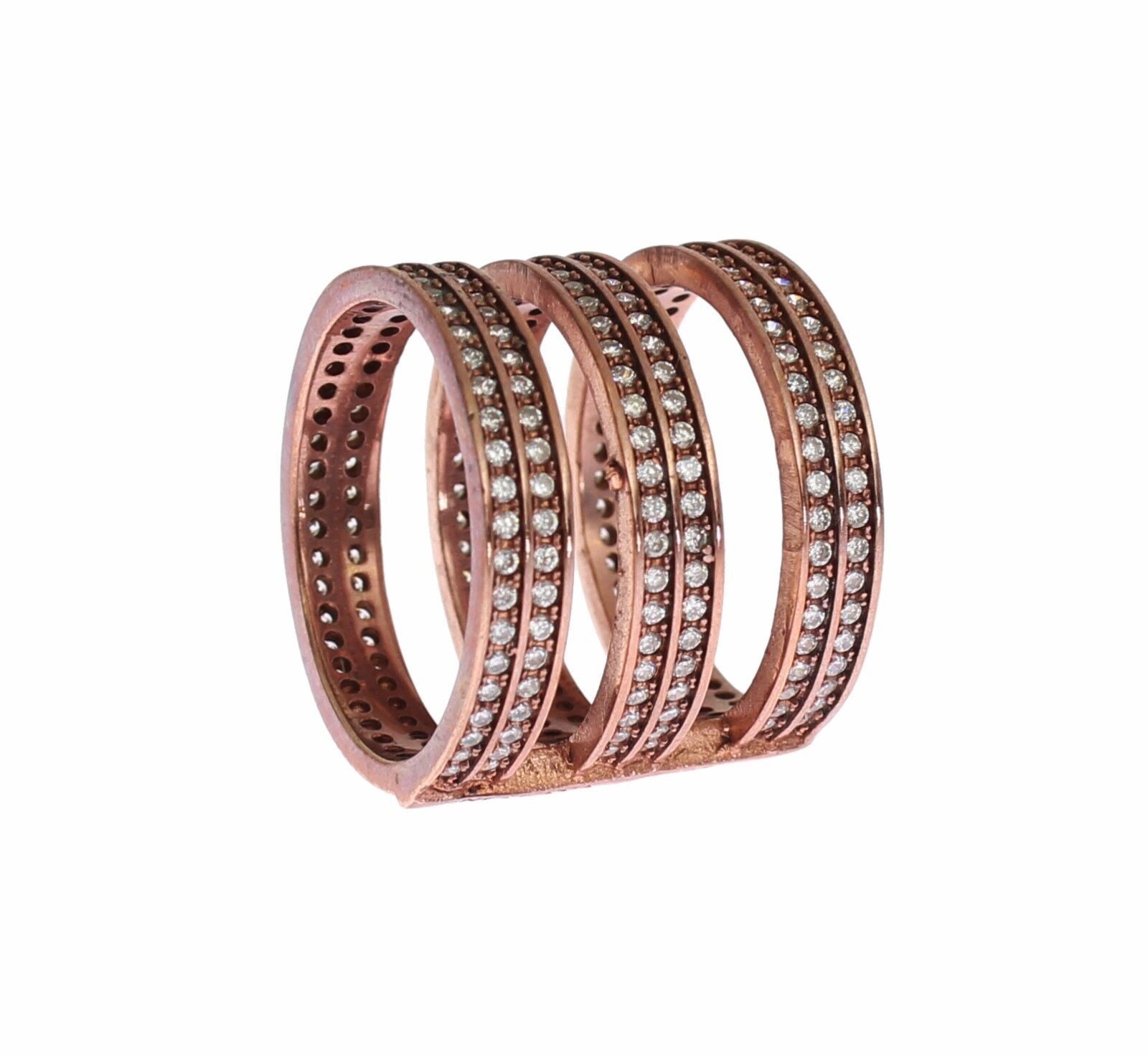 Nialaya Gold 925 Silver Clear CZ Розов пръстен
