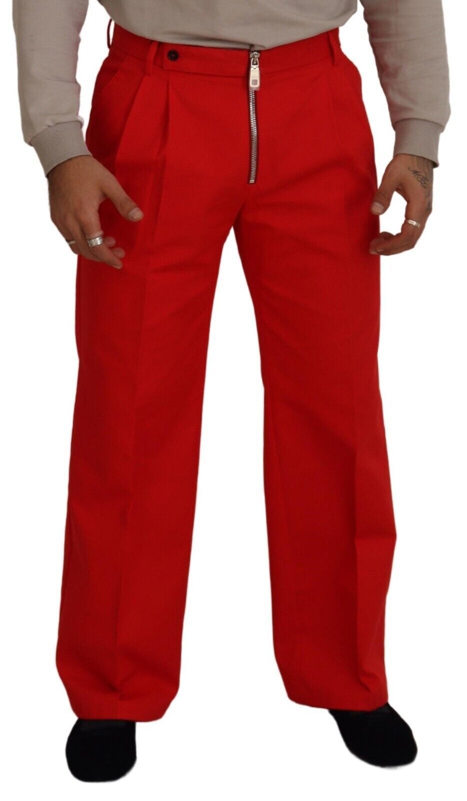 Dolce &amp; Gabbana Red Straight кройки мъжки панталон Памучни панталони