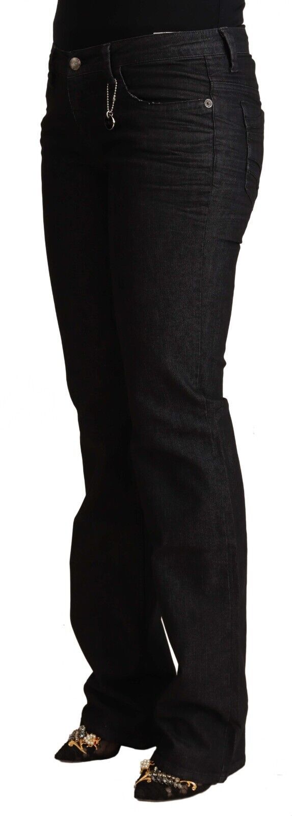 Национални черни памучни тесни дънки с ниска талия