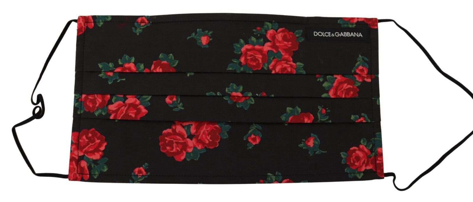 Dolce &amp; Gabbana черна флорална плисирана еластична каишка за уши Едноразмерна маска за лице