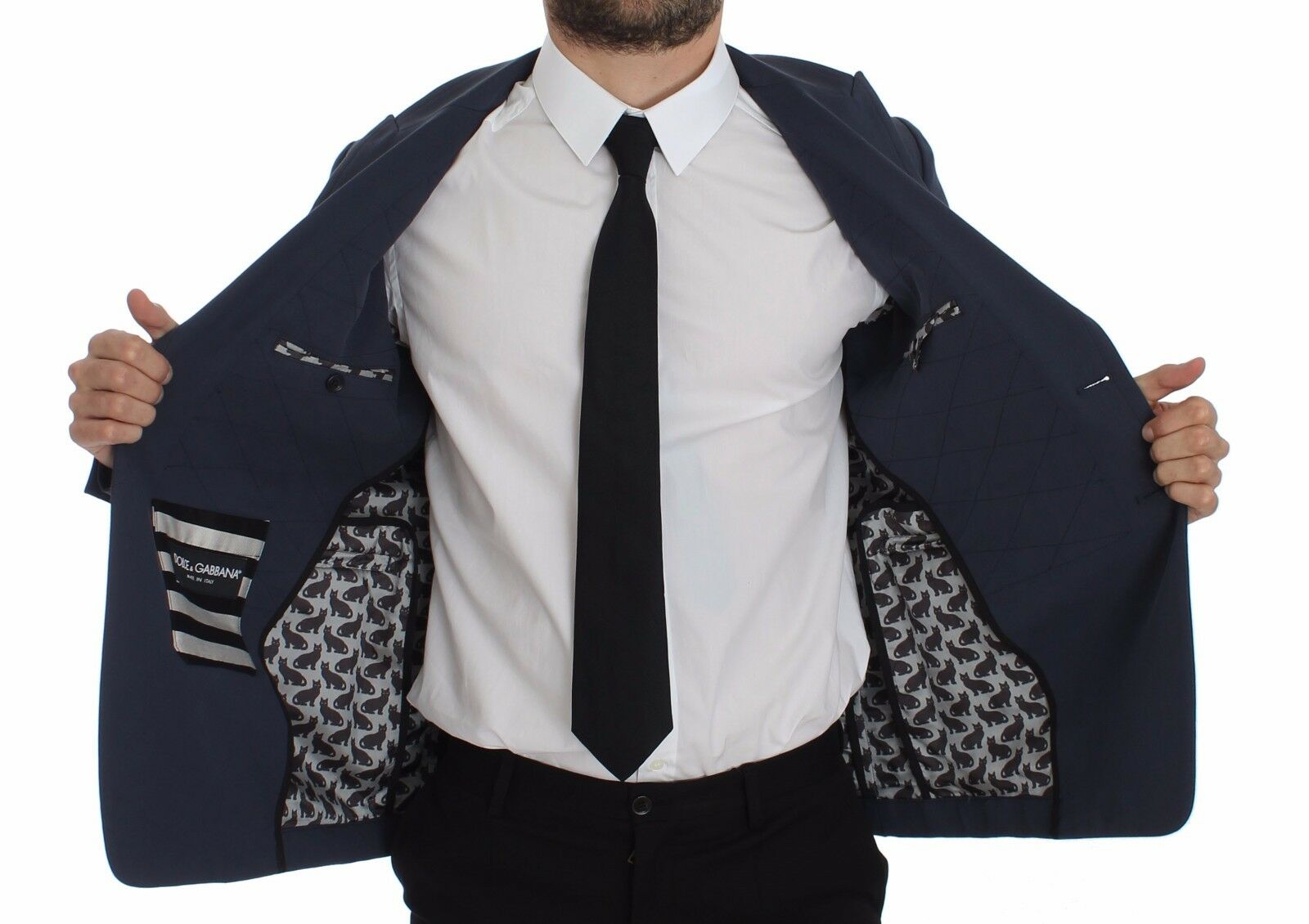 Dolce &amp; Gabbana син памучен еластичен ежедневен сако