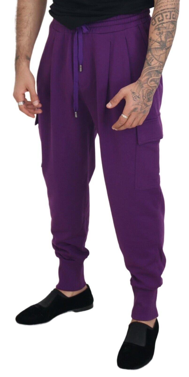 Dolce & Gabbana Elegant Purple Cotton Cargo Sweatpants