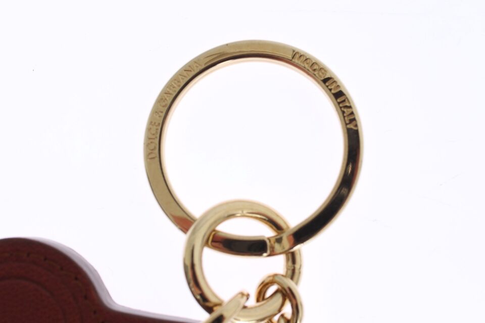 Dolce &amp; Gabbana кафяв кожен ключодържател Miss SICILY Gold Finder Chain
