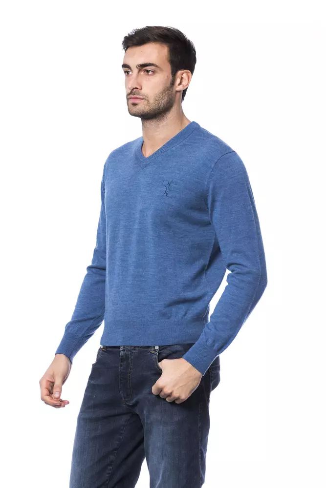 Пуловер от синя мериносова вълна Billionaire Italian Couture