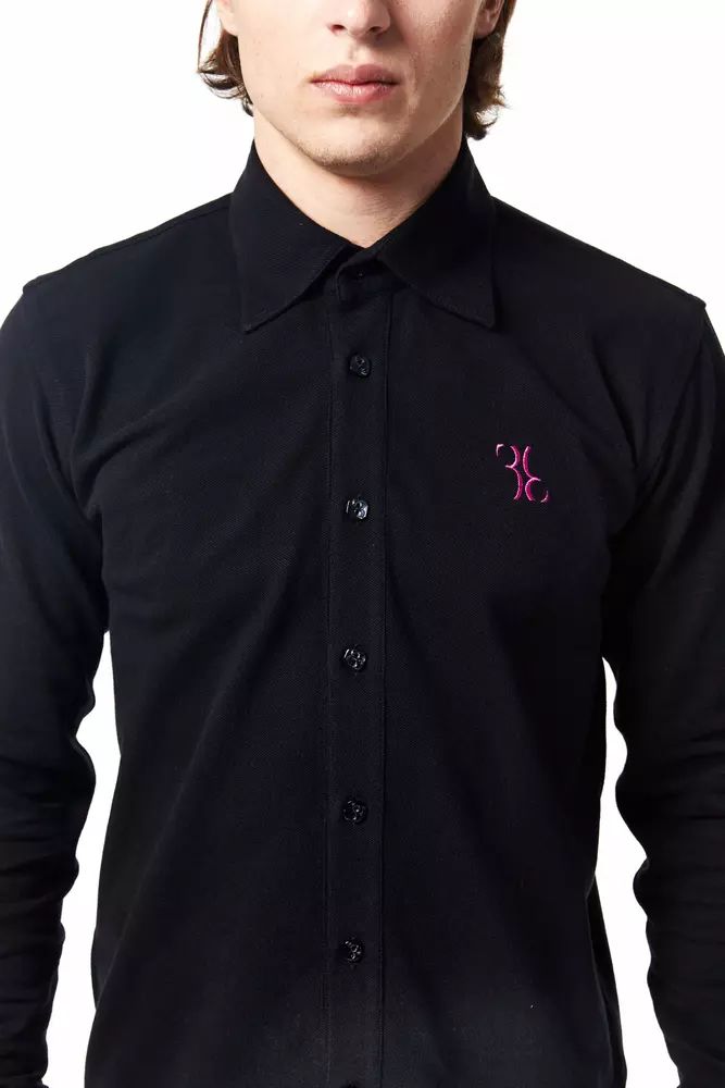Черна памучна риза Billionaire Italian Couture