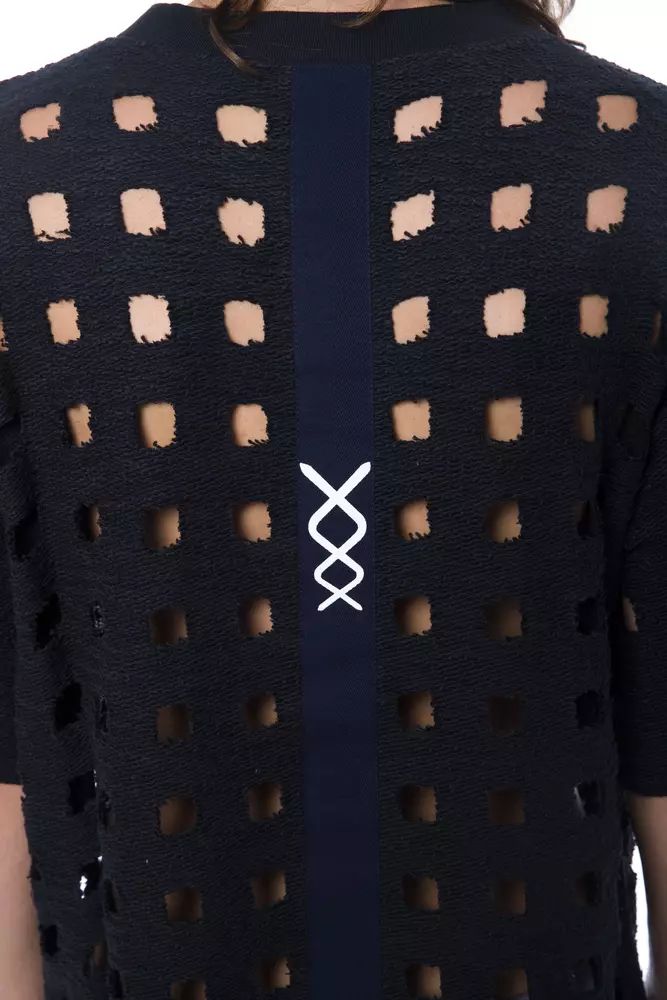 Nicolo Tonetto Sleek Black Perforated Cotton Tee
