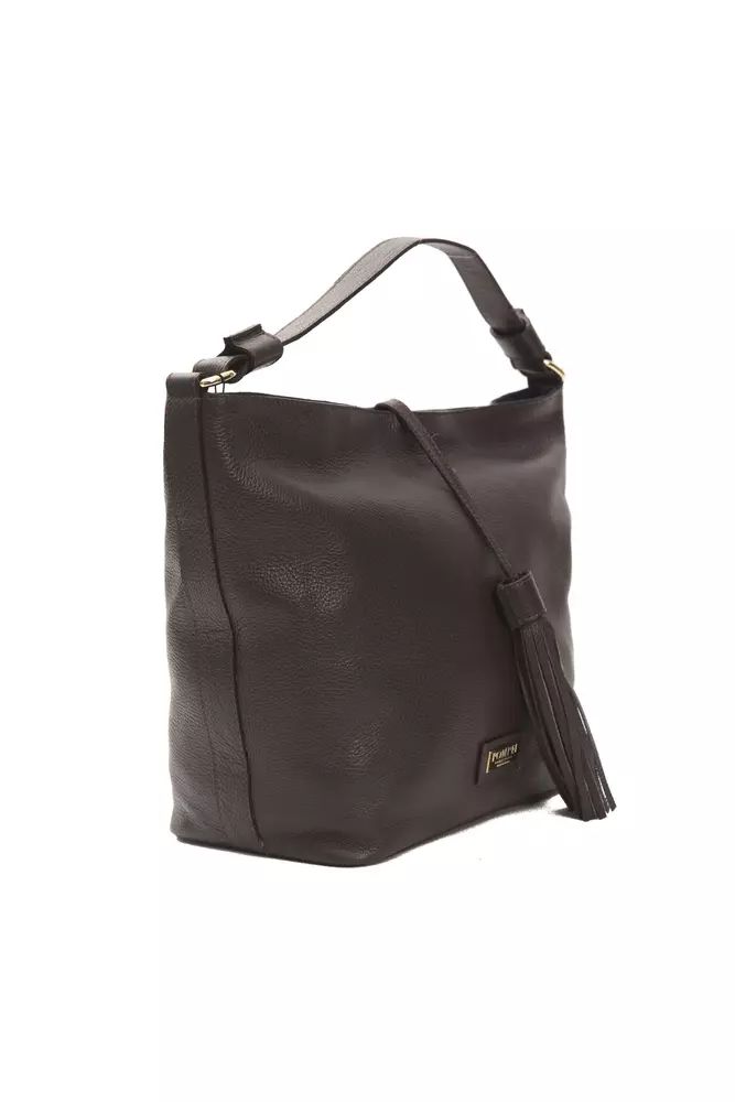 Кафява кожена чанта за рамо Pompei Donatella