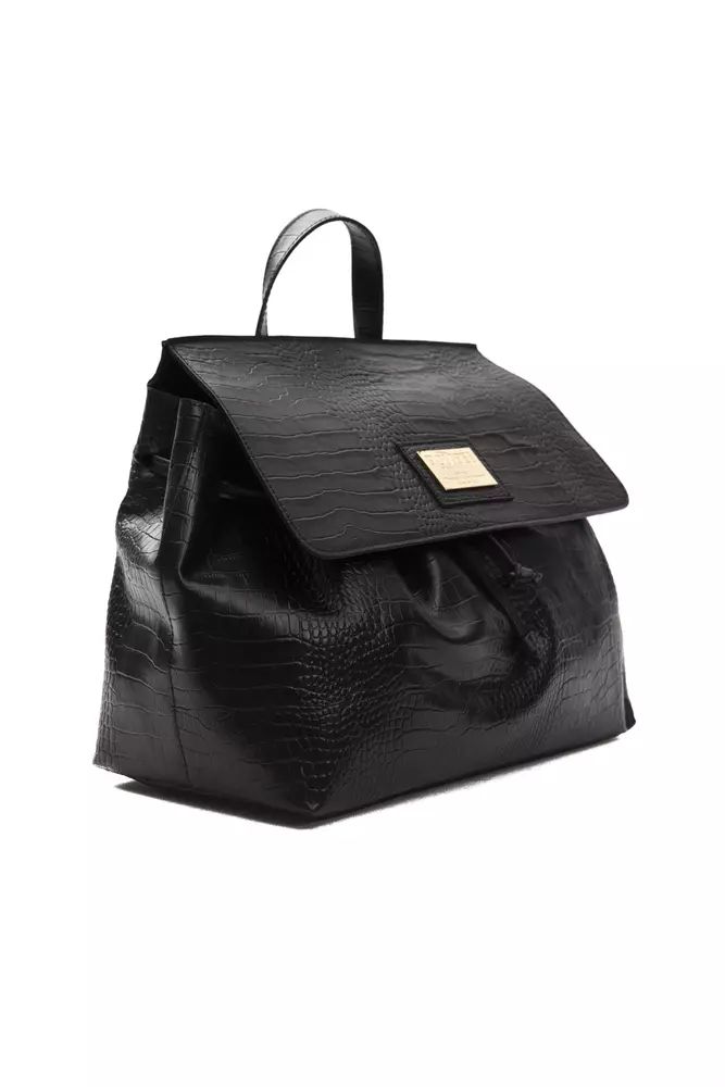 Черна кожена чанта Pompei Donatella