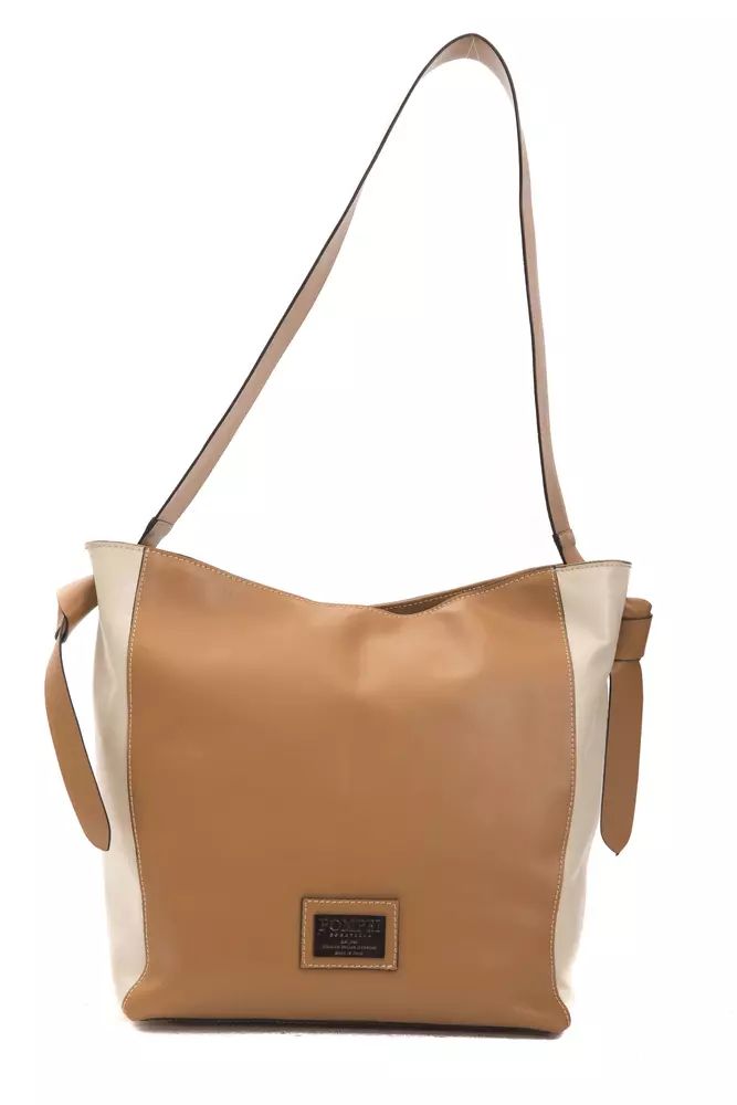 Кафява кожена чанта за рамо Pompei Donatella