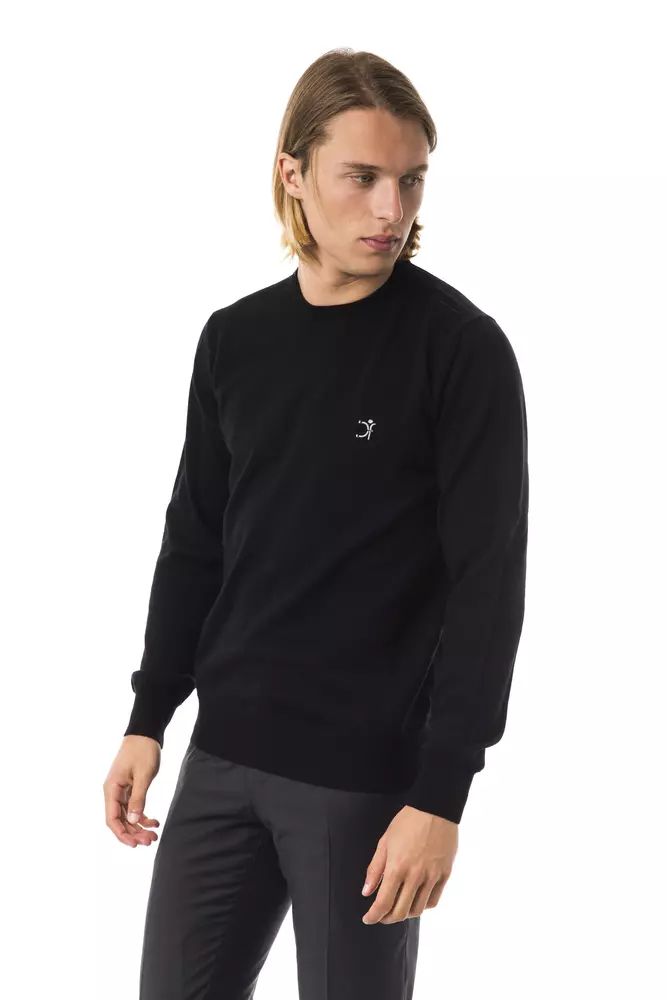 Черен пуловер от мериносова вълна Uominitaliani