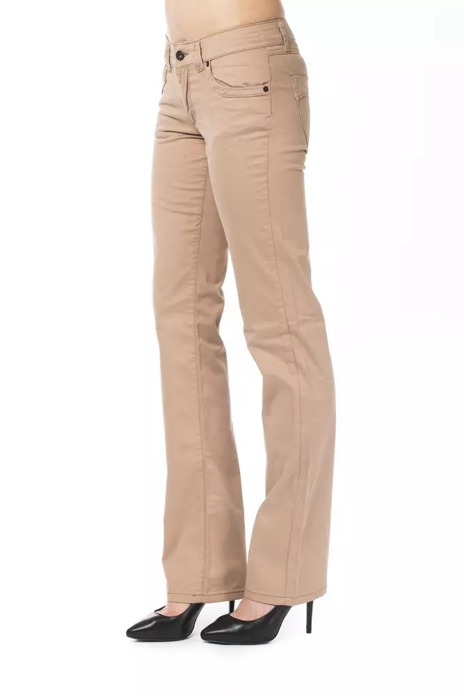 Ungaro Fever Chic Beige Regular Fit Pants for Women