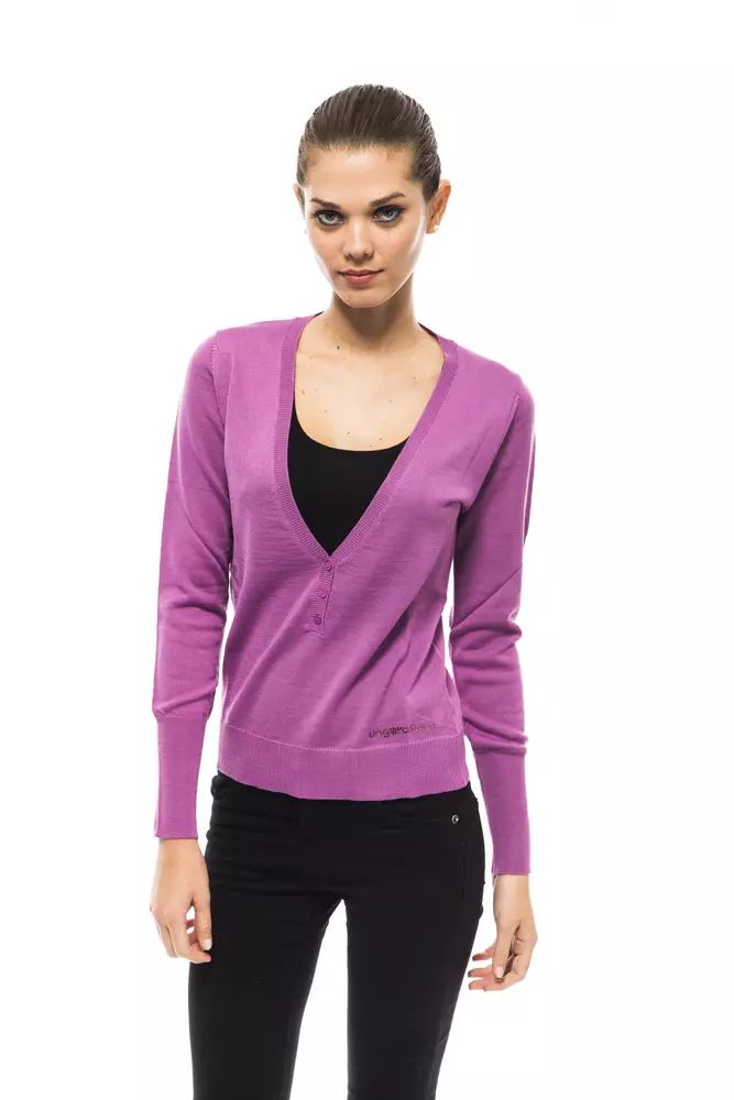 Ungaro Fever Chic V-Neck Sweater with Dazzling Applications