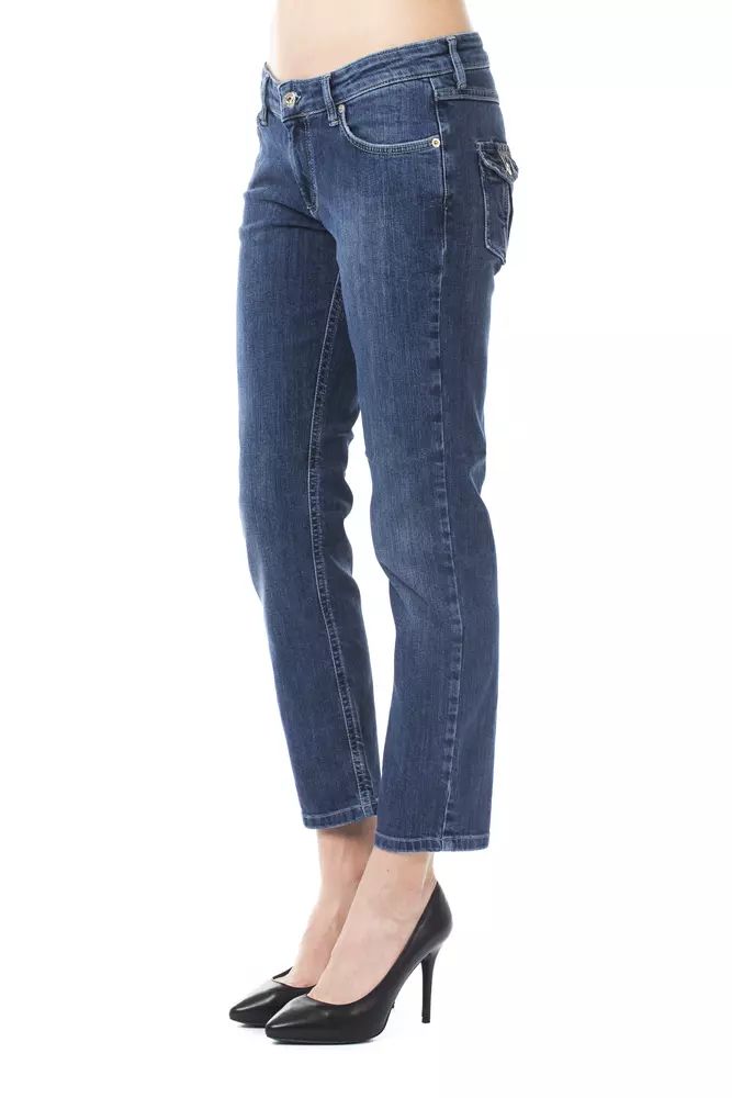 Ungaro Fever Chic Light Blue Capri Jeans with Button Details