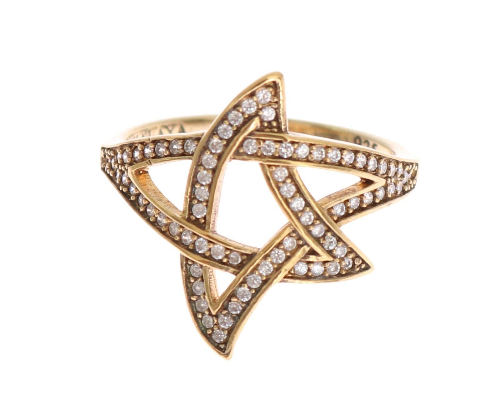 Nialaya Gold Star Clear CZ Gold 925 Сребърен пръстен